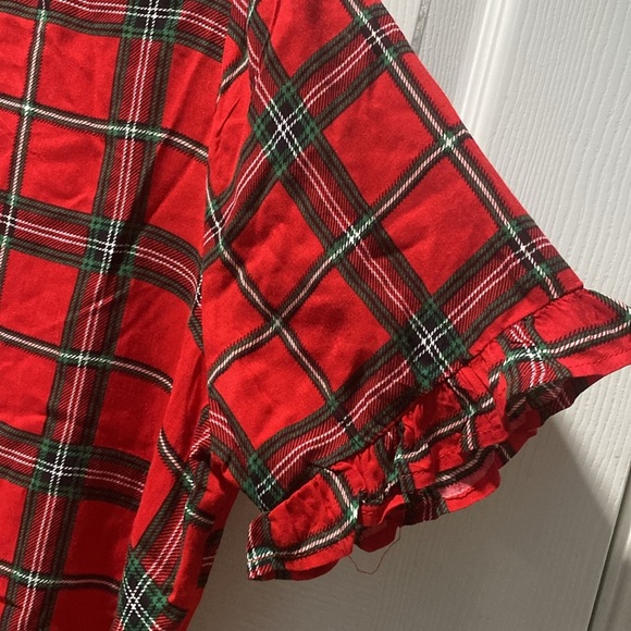 Andree by Unit • Red Tartan Plaid Babydoll Short Sleeve Blouse Size M ( D- 2) - Picture 4 of 7
